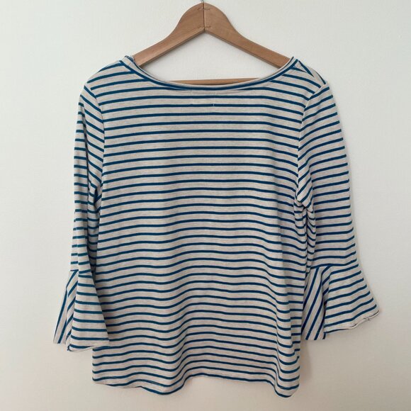 Striped ANTHROPOLOGIE Ruffle Boatneck Long Sleeve - Picture 3 of 3